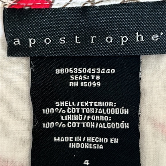 APOSTROPHE | FLORAL SKIRT | SIZE 4 | 100% COTTON - Picture 7 of 8